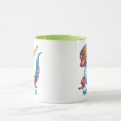 Niedlich Lizard Dabbing Orange Blue Green Tasse (Zentrum)