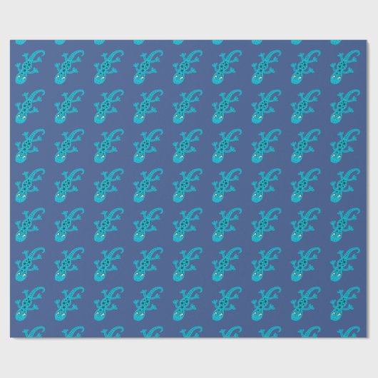 Niedlich Lizard Gecko Blue Kid Geschenkpapier (Flach)