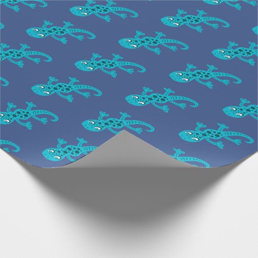 Niedlich Lizard Gecko Blue Kid Geschenkpapier (Ecke)