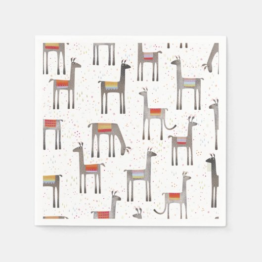 Niedlich Llama Alpaca Serviette (Vorderseite)