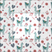 Niedlich Llama Blume Herz Folk Art Doodle Stoff (Kachel)