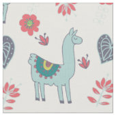 Niedlich Llama Blume Herz Folk Art Doodle Stoff (Nahaufnahme)