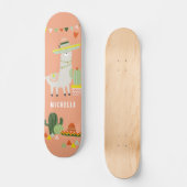 Niedlich Llama Cactus Party Girly Personalisiert Skateboard (Vorderseite)