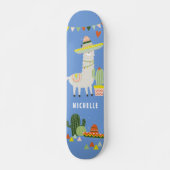 Niedlich Llama Cactus Party Girly Personalisiert Skateboard (Vorne)