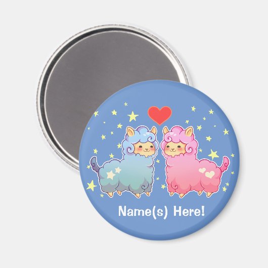 Niedlich Llama Couple Magnet (Vorderseite/Rückseite)