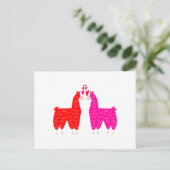 Niedlich Llama Couple Postkarte (Stehend Vorderseite)