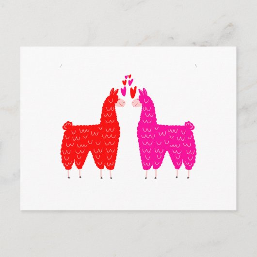 Niedlich Llama Couple Postkarte (Vorderseite)