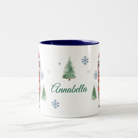 Niedlich Llama Custom Christmas Zweifarbige Tasse (Mittel)