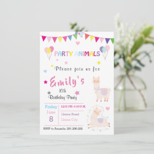 Niedlich Llama Einladung & Kids Party Stationierun