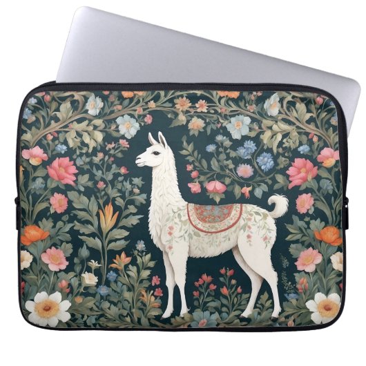 Niedlich Llama Elegant Floral Laptopschutzhülle (Vorderseite)