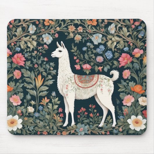 Niedlich Llama Elegant Floral Mousepad (Vorne)