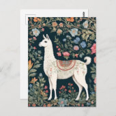 Niedlich Llama Elegant Floral Postkarte (Vorne/Hinten)