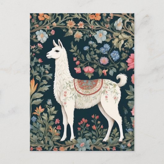 Niedlich Llama Elegant Floral Postkarte (Vorderseite)
