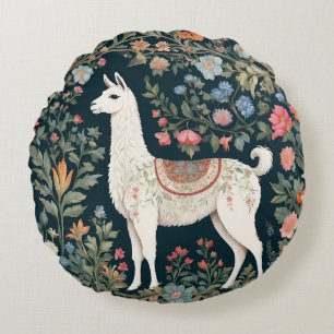 Niedlich Llama Elegant Floral Rundes Kissen