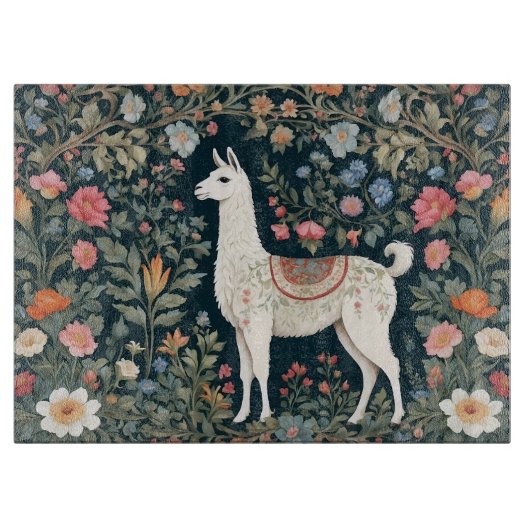 Niedlich Llama Elegant Floral Schneidebrett (Vorderseite)