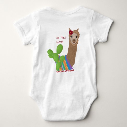 Niedlich Llama Floral Cactus No Prob-Llama Baby Strampler (Rückseite)
