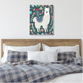 Niedlich Llama Floral Design Leinwanddruck (Insitu (Schlafzimmer))