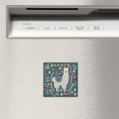Niedlich Llama Floral Design Magnet (In Situ (Geschirrspüler))