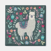 Niedlich Llama Floral Design Magnet (Vorne)