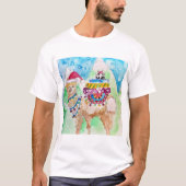 Niedlich Llama Frohe Weihnachten Wasserfarbenkunst T-Shirt (Vorderseite)