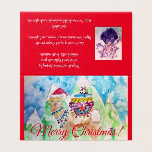 Niedlich Llama Frohe Weihnachts-Red-Card-Set (Außenseite Aufgefaltet)