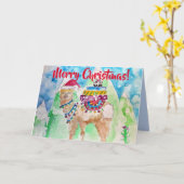 Niedlich Llama Frohe Weihnachts Wasserfarbenkarte Karte (Gelbe Blume)