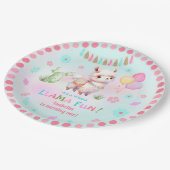 Niedlich Llama Fun Cactus Colorful Girl Birthday Pappteller (Schrägansicht)