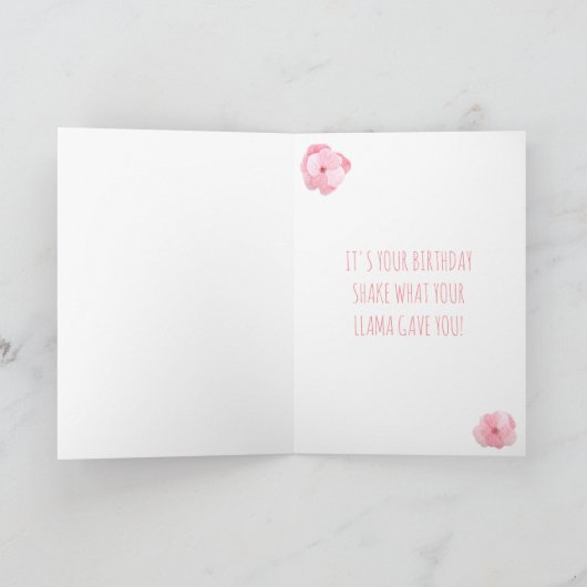 Niedlich Llama Girly Pink Personalisiert Geburtsta Karte (Innenseite)
