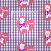 Niedlich Llama Heart Gingham Kariert Pink Lila Wei Stoff (Kachel)