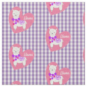 Niedlich Llama Heart Gingham Kariert Pink Lila Wei Stoff (Nahaufnahme)