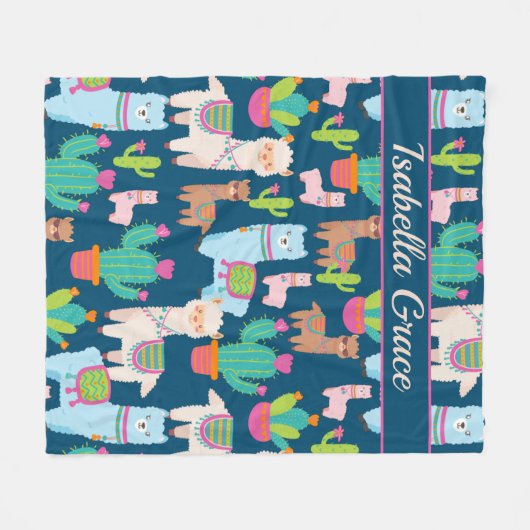 Niedlich Llama Individuelle Name Fleecedecke (Vorderseite (Horizontal))