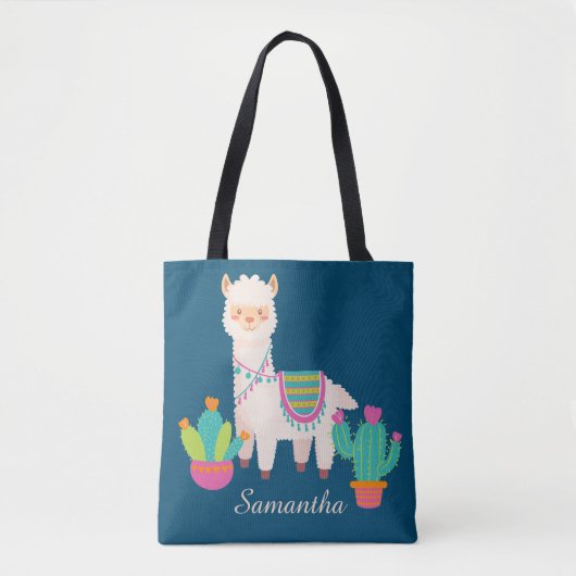 Niedlich Llama Individuelle Name Tasche (Vorderseite)