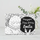 Niedlich Llama Kindergeburtstag Blumenkolorierung Feiertagskarte (Stehend Vorderseite)