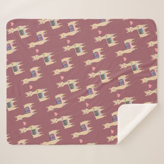 Niedlich Llama Liebe Herz Sherpadecke (Vorderseite (Horizontal))