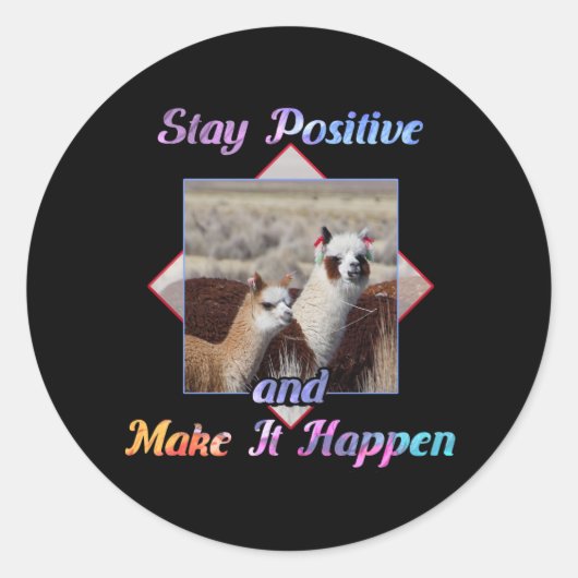 Niedlich Llama Lover Bleibe positiv Runder Aufkleber (Vorderseite)