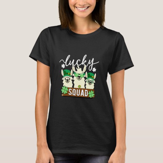 Niedlich Llama Lucky Squad - Funny Alpaca Crew St T-Shirt (Vorderseite)