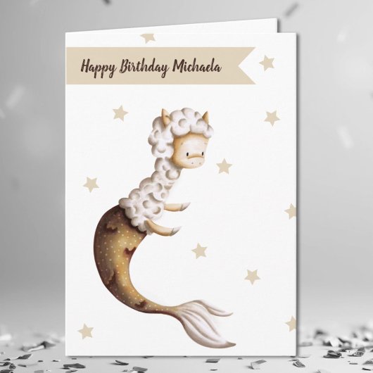 Niedlich Llama Mermaid Birthday Karte