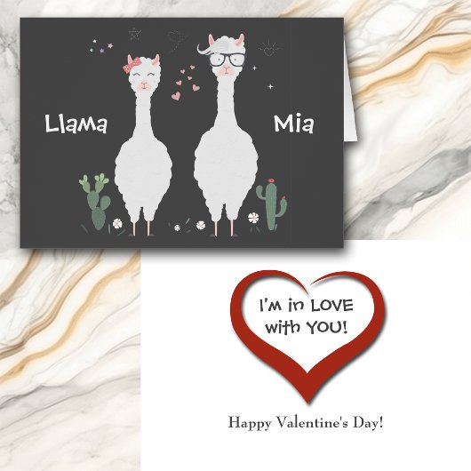 Niedlich Llama Mia Ich bin in Liebe Valentine Card