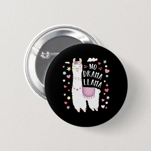 Niedlich Llama No Drama Llama Floral Llama Alpaca  Button (Vorne & Hinten)