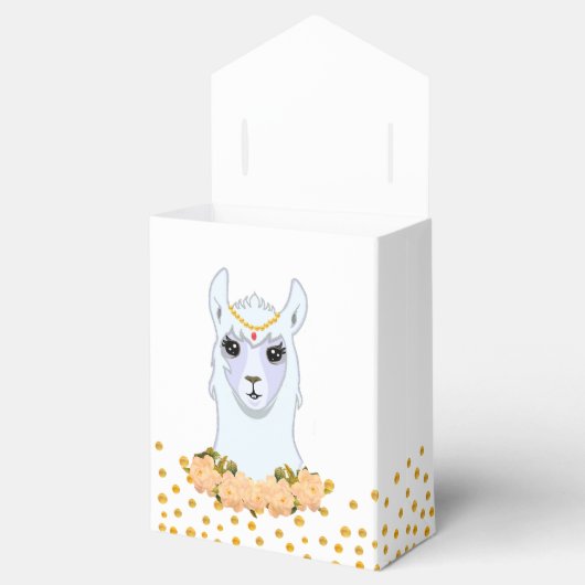 Niedlich Llama, Peonias & Gold Confetti Vielen Dan Geschenkschachtel (Geöffnet)