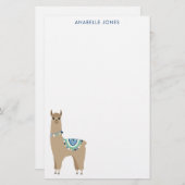 Niedlich Llama Personalisiert Briefpapier (Vorne/Hinten)