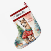 Niedlich Llama Personalisiert Große Weihnachtsfeie Großer Weihnachtsstrumpf (Rückseite (Hängend))