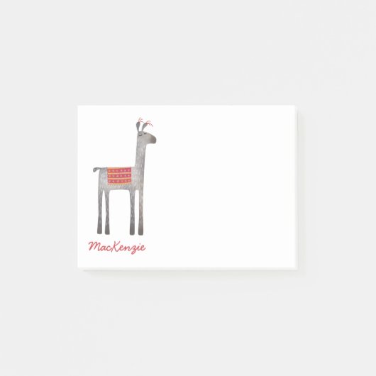 Niedlich Llama Personalisiert Post-it Klebezettel (Vorderseite)