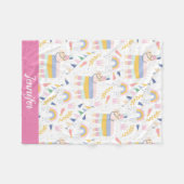 Niedlich Llama Personalisiert Rainbow Baby Kinderz Fleecedecke (Vorderseite (Horizontal))