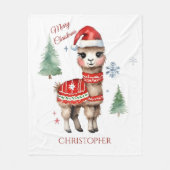 Niedlich Llama Personalisiert Weihnachten Fleecedecke (Vorderseite)
