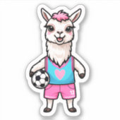 Niedlich Llama Playing Soccer Aufkleber (Vorderseite)