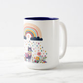 Niedlich Llama Rainbow Initial Monogram Zweifarbige Tasse (VorderseiteRechts)