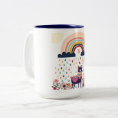 Niedlich Llama Rainbow Initial Monogram Zweifarbige Tasse (Vorderseite Links)
