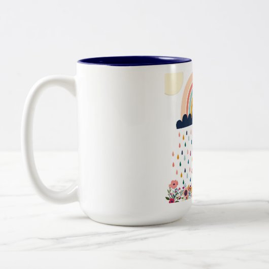 Niedlich Llama Rainbow Initial Monogram Zweifarbige Tasse (Links)