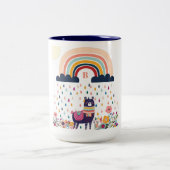 Niedlich Llama Rainbow Initial Monogram Zweifarbige Tasse (Mittel)